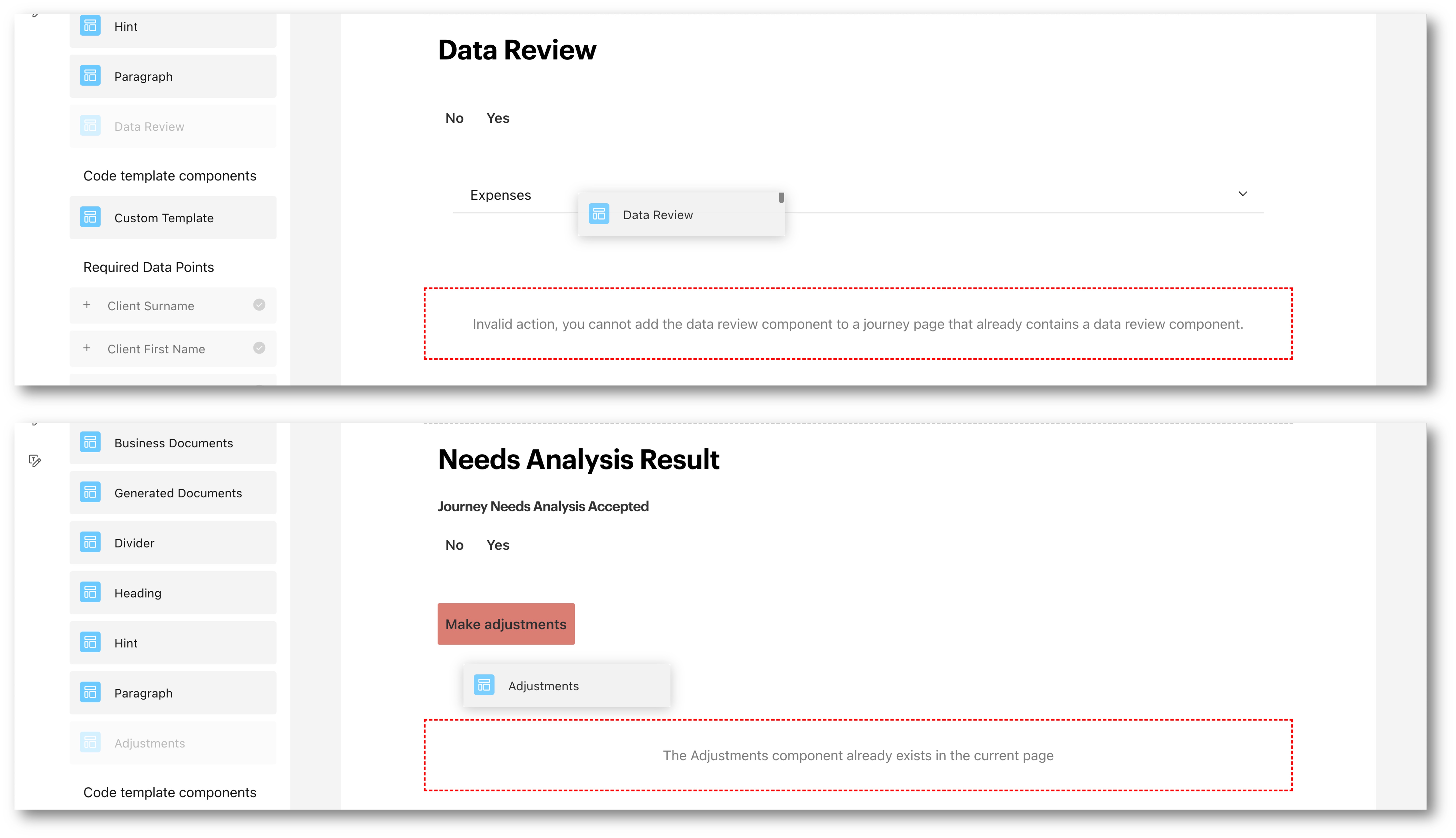 Screenshot examples of better affordance